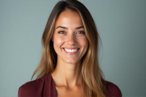 Professional portrait of a smiling woman.
